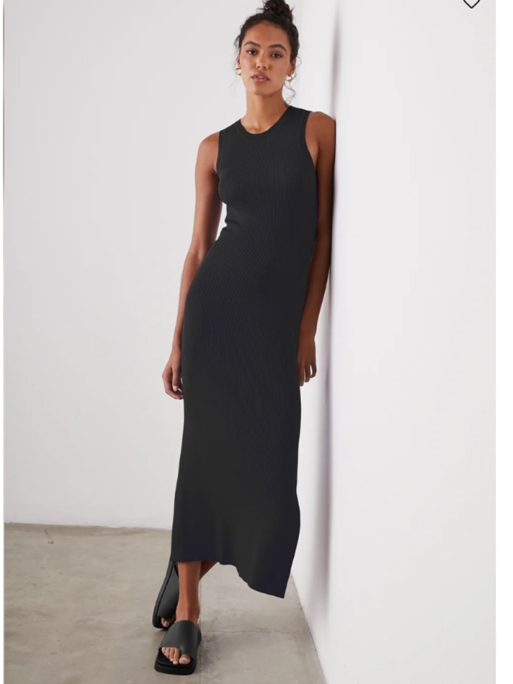 Rails Syd Midi Ribbed Knit Black Dress XS Bodycon Cocktail Party Cut Out